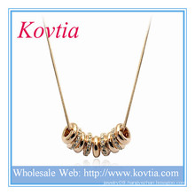 Fasihon Gold And Crystal Nine Rings In Thick Gold Tone Snake Chain Necklace
